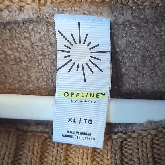 Offline By Aerie Sweaters Women XL Brown Turtle Neck Long Sleeve Pullover Casual - Picture 4 of 6